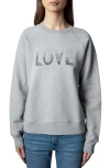 Zadig & Voltaire Upper Love Strass Graphic Sweatshirt In Gris