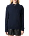 Zadig & Voltaire Upper Fishnet Fallen Angel Sweatshirt In Encre