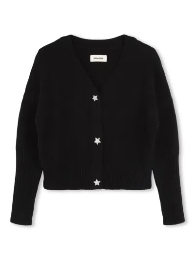 Zadig & Voltaire Kids' V-neck Cardigan In Black