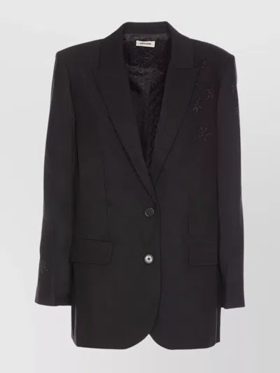 Zadig & Voltaire V-neck Single-breasted Jacket Star Strass In Black