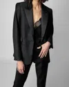 Zadig & Voltaire Women's Venus Peak Lapel Virgin Wool Blend Blazer In Black
