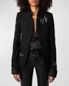 Zadig & Voltaire Very Crystal Motif Blazer In Noir