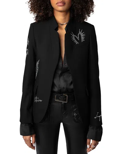 ZADIG & VOLTAIRE VERY STRASS HEART BLAZER