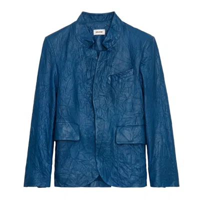 Zadig & Voltaire Verys Crinkled Leather Blazer In Overseas