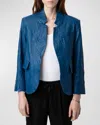 Zadig & Voltaire Verys Crinkled Leather Blazer In Overseas