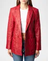 Zadig & Voltaire Visko Crinkle Leather Jacket In Crimson