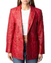 Zadig & Voltaire Visko Crinkle Leather Jacket In Crimson