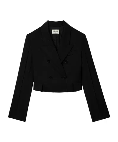 Zadig & Voltaire Vito Double-breasted Blazer In Black