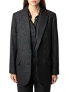 Zadig & Voltaire Viva Shimmer Tweed Single-breasted Blazer In Black