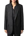 Zadig & Voltaire Viva Shimmer Tweed Single-breasted Blazer In Noir