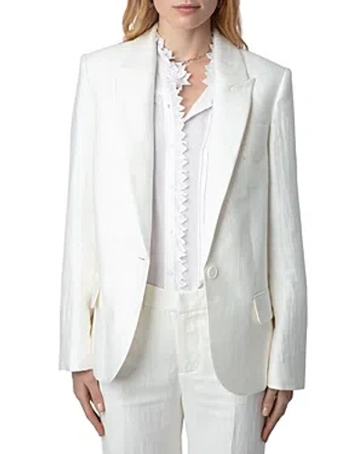 Zadig & Voltaire Vow Blazer Mit Knitteroptik In White