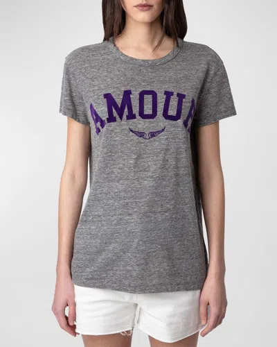 Zadig & Voltaire Walk Amour T-shirt In Gris Chine