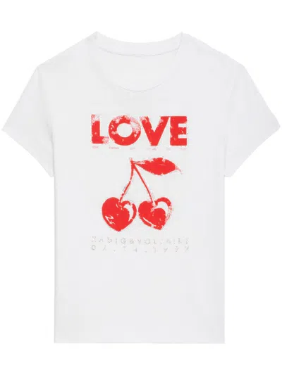 Zadig & Voltaire Walk Concert Cherry Love T-shirt In White