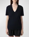 Zadig & Voltaire Wassa Diamante T-shirt In Encre