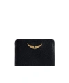 Zadig & Voltaire Wing Pattern Card Bag In Noir Gold