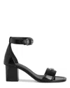 Zadig & Voltaire Womens Noir Logo-plaque Leather Heeled Sandals Eur 37 / 4 Uk In Noir