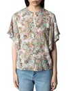 ZADIG & VOLTAIRE WOMEN'S FLORAL FLUTTER-SLEEVE BLOUSE