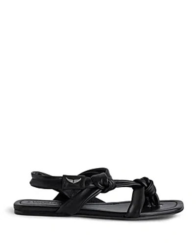 Zadig & Voltaire Women's Forget Me Knot Square Toe Thong Sandals In Noir