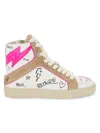 Zadig & Voltaire Women's Graphic High-top Leather Sneakers In White Multi
