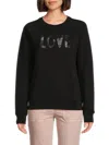 Zadig & Voltaire Love Embellished Cotton Sweatshirt In Noir