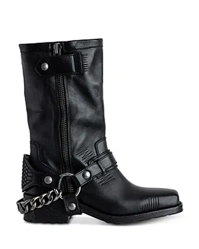 ZADIG & VOLTAIRE WOMEN'S IGATA HARNESS HARDWARE MOTO BOOTS