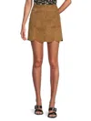 Zadig & Voltaire Women's Jasia Daim Scalloped Leather Mini Skirt In Taupe