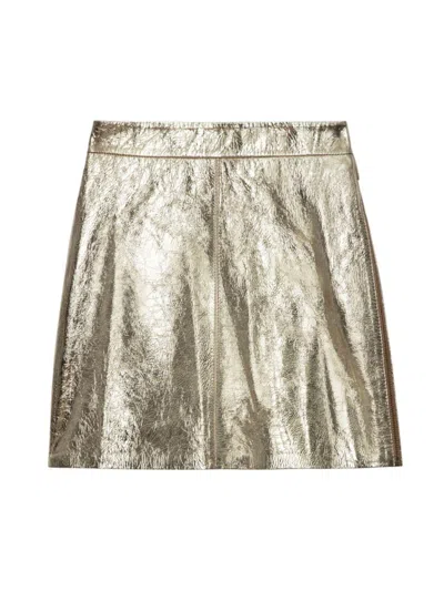 Zadig & Voltaire Jinette Metallic Leather Skirt In Gold