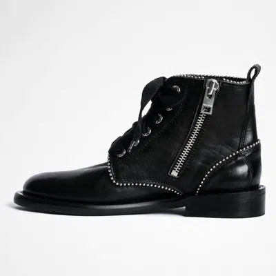 Zadig & Voltaire Women's Laureen Roma & Studs Pipping Shoes In Noir In Black
