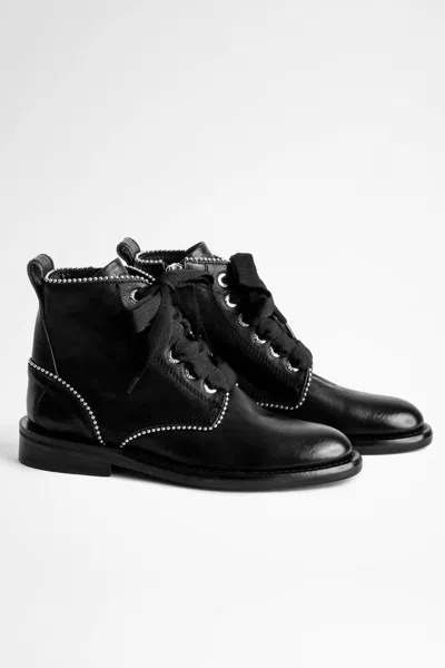 Zadig & Voltaire Women's Laureen Roma Studs Ankle Boots In Noir In Black