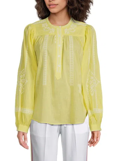 Zadig & Voltaire Women's Puff Sleeve Tigy Cotton Blouse In Yellow Zest