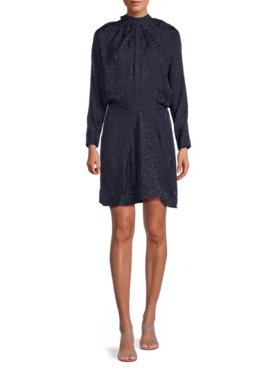 Zadig & Voltaire Women's Ritas Leopard-print Silk Jacquard Mini Dress In Navy
