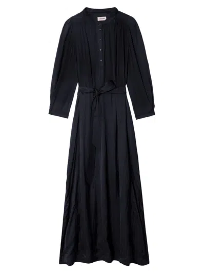 Zadig & Voltaire Women's Ritchil Tie-waist Maxi Shirtdress In Noir