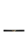 Zadig & Voltaire Womens Branded Wing-buckle Leather Belt Noir In Black