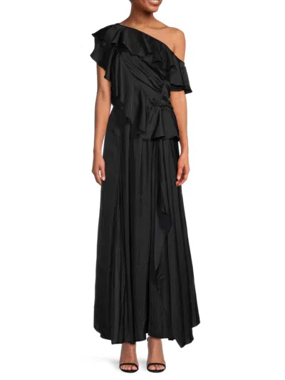 Zadig & Voltaire Women's Ruffle Satin Maxi Dress In Black