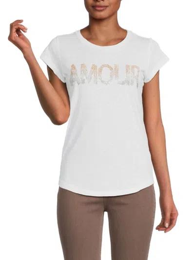 Zadig & Voltaire Women's Skinny Amour Strass Embellished Tee In Blanc