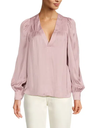 Zadig & Voltaire Women's Telia V Neck Satin Top In Pink