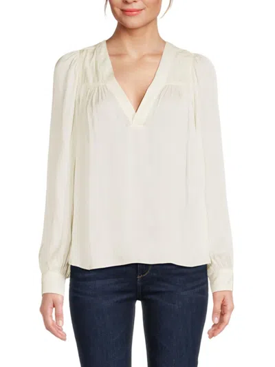 Zadig & Voltaire Women's Telia V Neck Satin Top In White