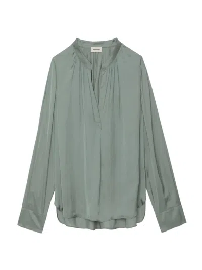 Zadig & Voltaire Women's Tink Relaxed-fit Satin Shirt In Treillis