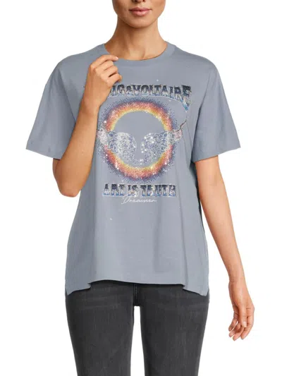 Zadig & Voltaire Women's Tommer Compo Embellished Graphic Cotton T-shirt In Horizon Blue