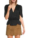 Zadig & Voltaire Women's Tyoko Satin Peplum Top In Noir