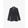 Zadig & Voltaire Womens Valse Stripe Star-patch Wool-blend Blazer Anthracite In Anthracite