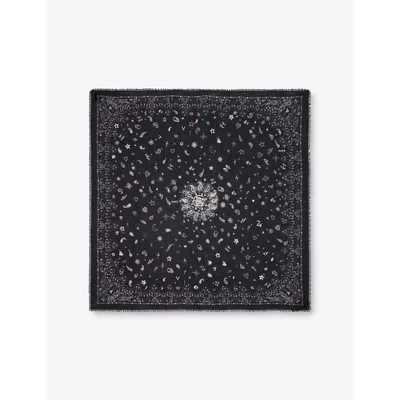 ZADIG & VOLTAIRE WOMENS BLACK BANDANA-PATTERN SQUARE COTTON SCARF