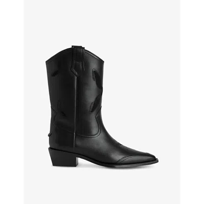 ZADIG & VOLTAIRE WOMENS BLACK CARA WESTERN LEATHER ANKLE BOOTS EUR 41 / 7 UK
