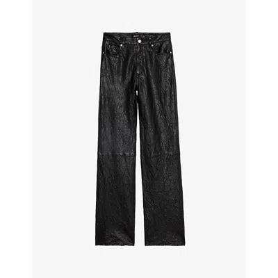 ZADIG & VOLTAIRE WOMENS ZADIG&VOLTAIRE ELIO HIGH-RISE STRAIGHT-LEG LEATHER TROUSERS