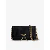Zadig & Voltaire Womens Rock Nano Leather Clutch Bag Black Gold In Black Gold