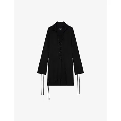 Zadig & Voltaire Womens Listya Lace-up Stretch-woven Mini Dress Black Xs