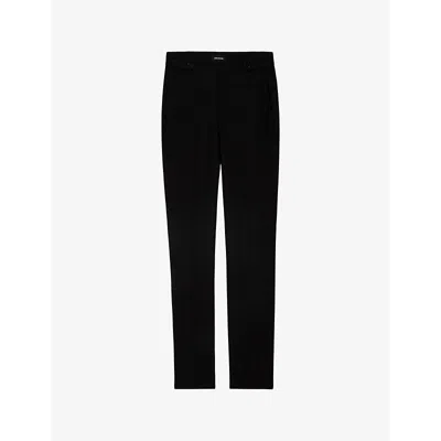Zadig & Voltaire Womens Black Panny Rhinestone-embellished Straight-leg Stretch-woven Trousers