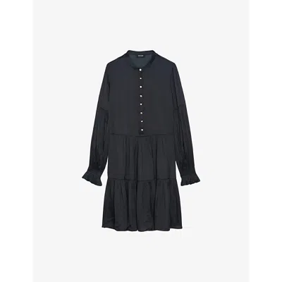Zadig & Voltaire Womens Randy Long-sleeve Satin Mini Dress Black