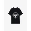 Zadig & Voltaire Womens Tommer Text-print Organic Cotton-jersey T-shirt Black In Black