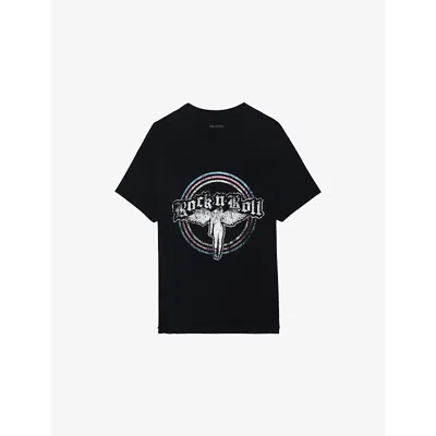 Zadig & Voltaire Womens Tommer Text-print Organic Cotton-jersey T-shirt Black